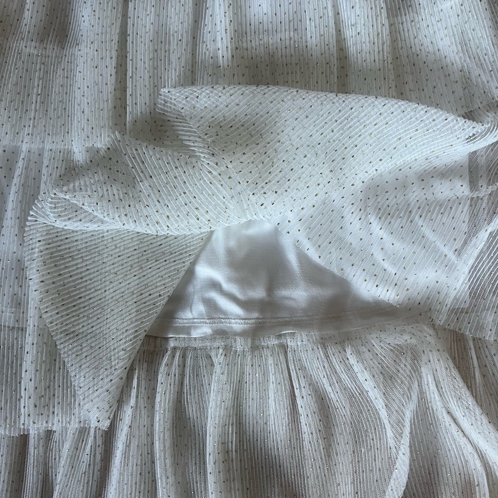 Betsey Johnson Full-Length White and Gold Tiered Dress - Picture 3 of 12
